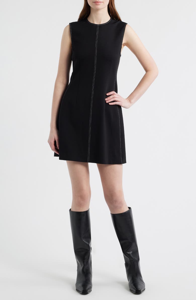 rag & bone Irene Contrast Embroidery Minidress, Main, color, Black
