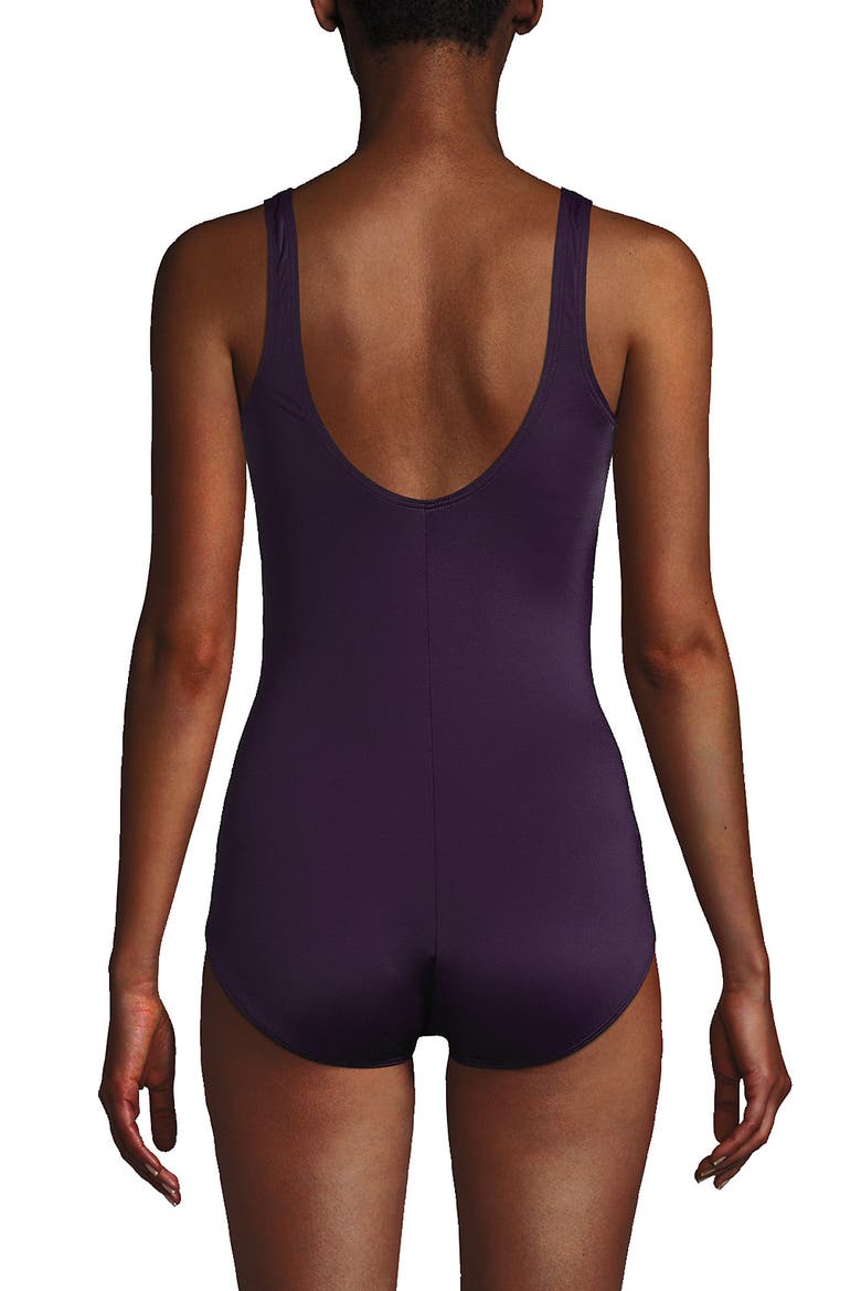 D-Cup Chlorine Resistant Scoop Neck Soft Cup Tugless Sporty One Piece Swimsuit Print, Alternate, color, Blackberry