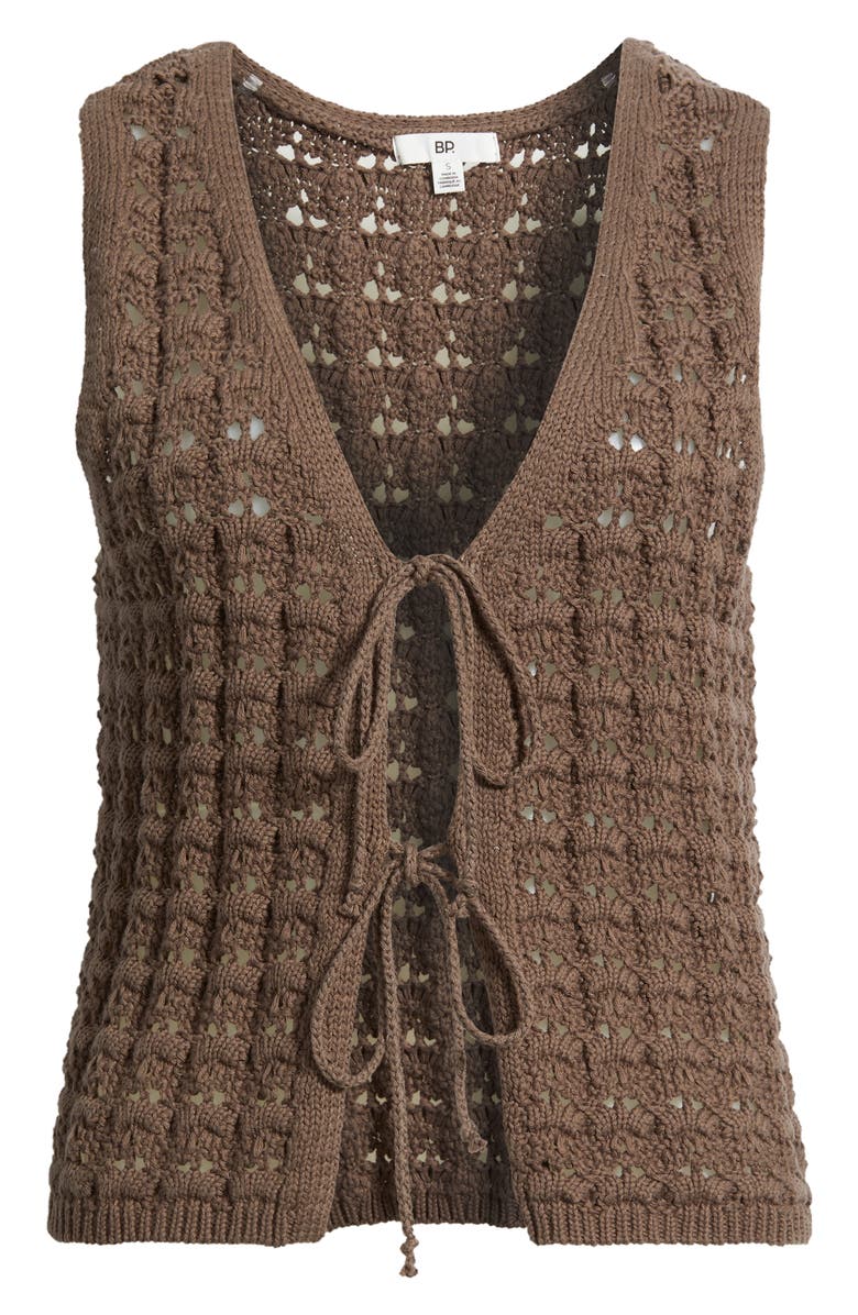 BP. Tie Front Sweater Vest, Alternate, color, Brown Quartz