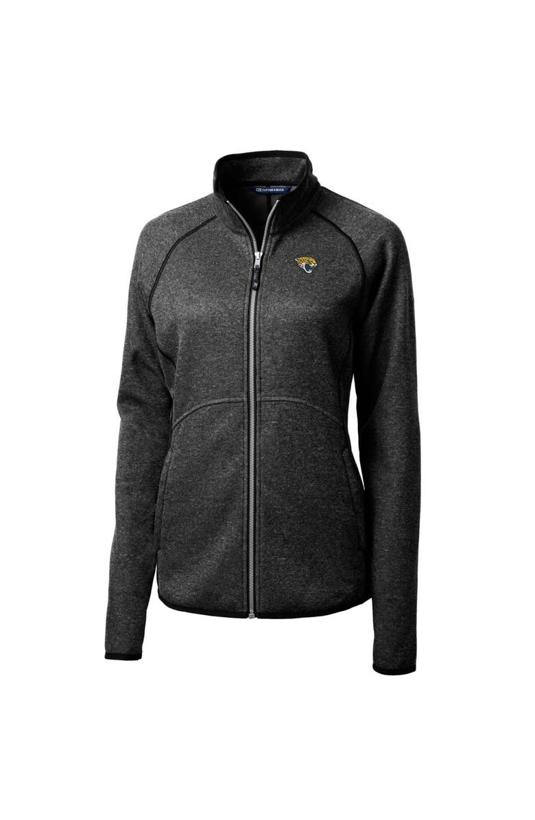Cutter & Buck Women's Cutter & Buck Heathered Charcoal Jacksonville Jaguars Mainsail Sweater-Knit Full-Zip Jacket, Main, color, 
