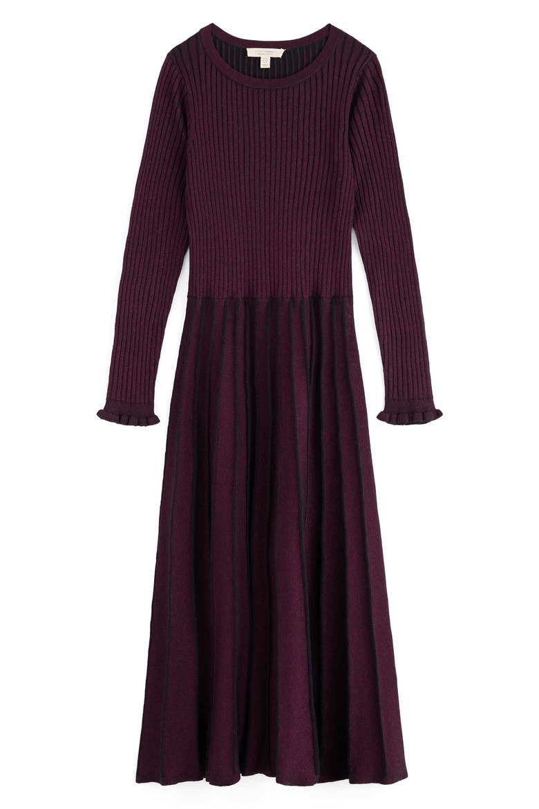 Glass Stem Metallic Long Sleeve Organic Cotton Blend Sweater Dress, Alternate, color, CLOVE