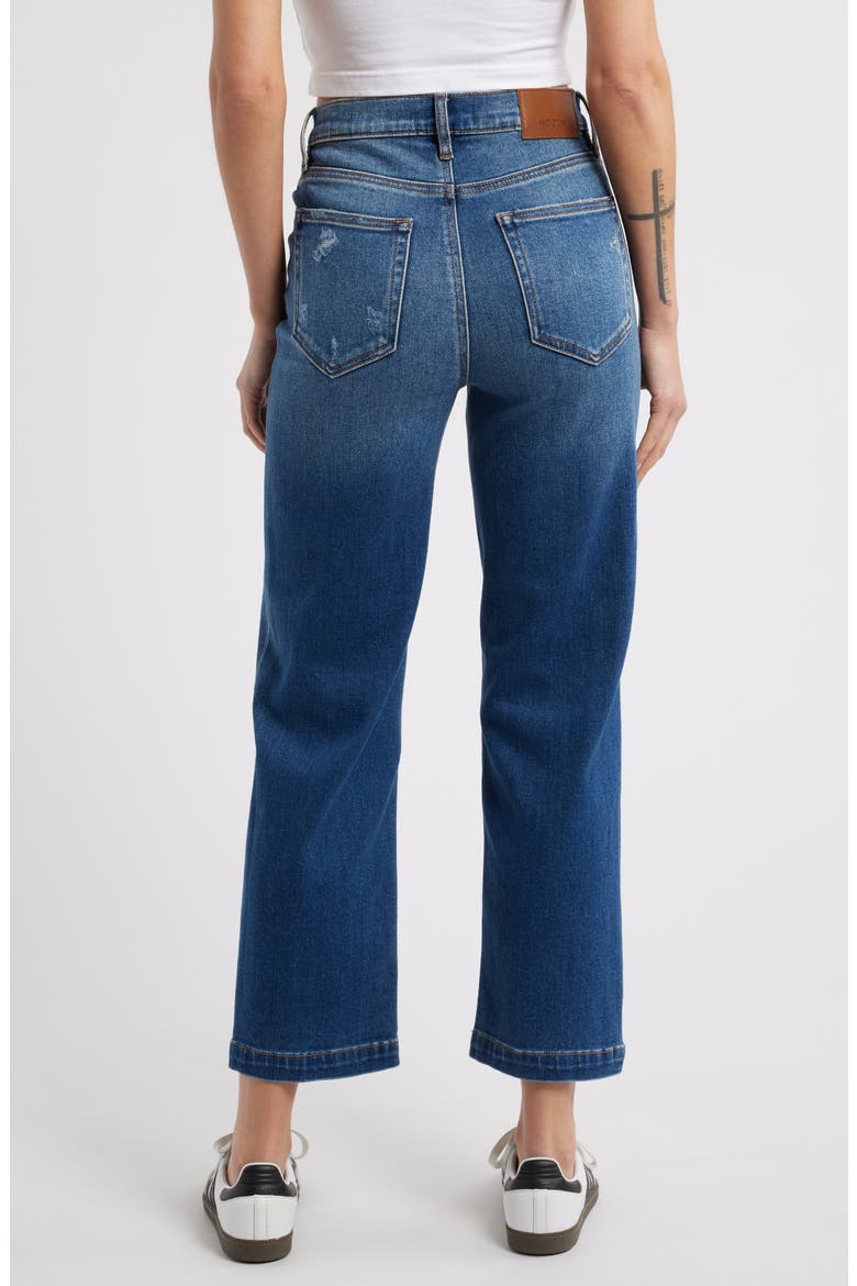 Distressed Relaxed Straight Leg Jeans, Alternate, color, DK WASH