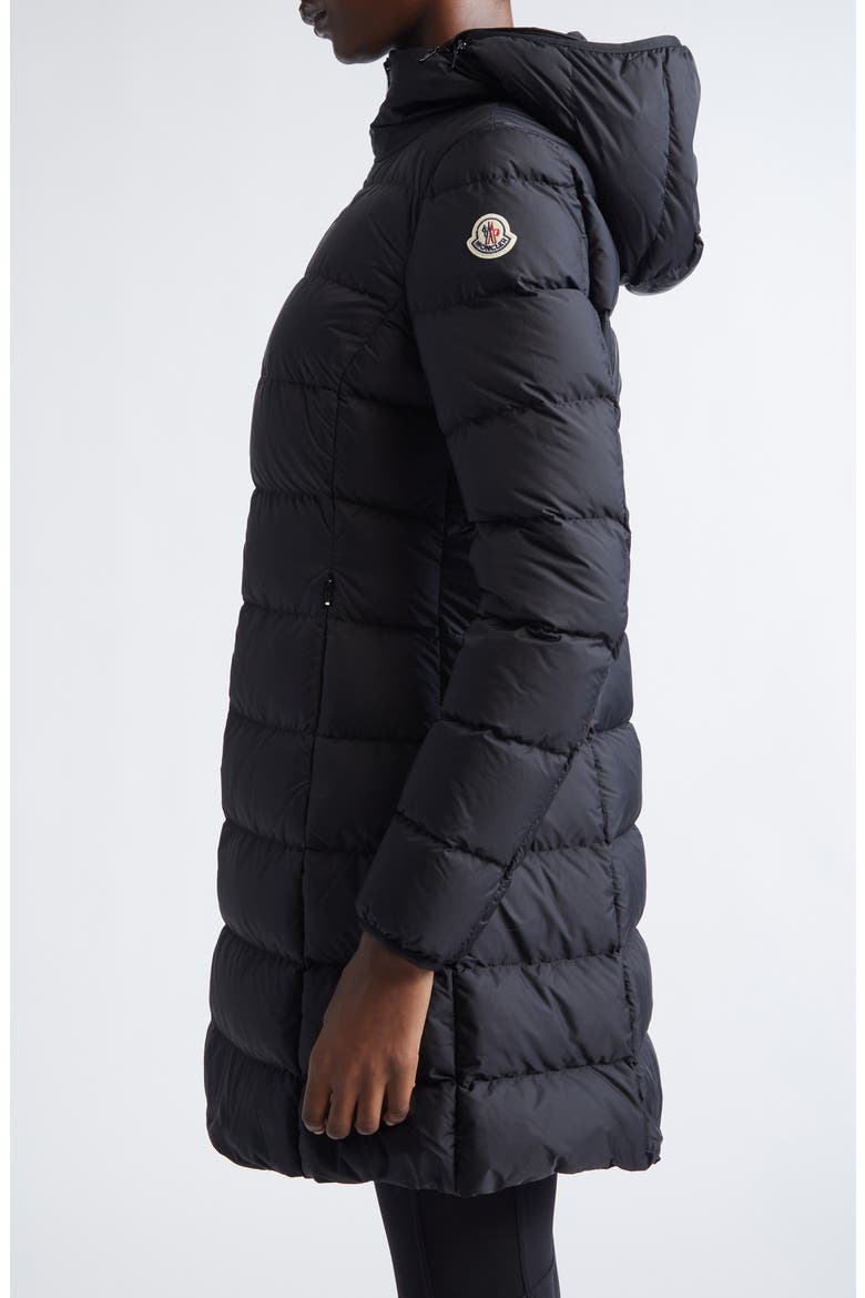 Gie Water Resistant Down Long Coat, Alternate, color, BLACK