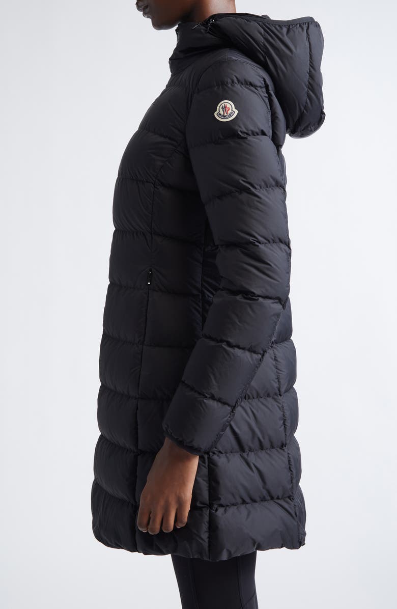 Moncler Gie Water Resistant Down Long Coat, Alternate, color, Black