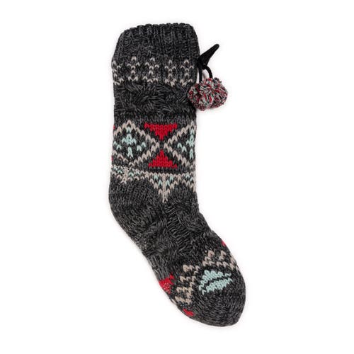 Muk Luks Chunky Fairisle Cabin Sock In Black
