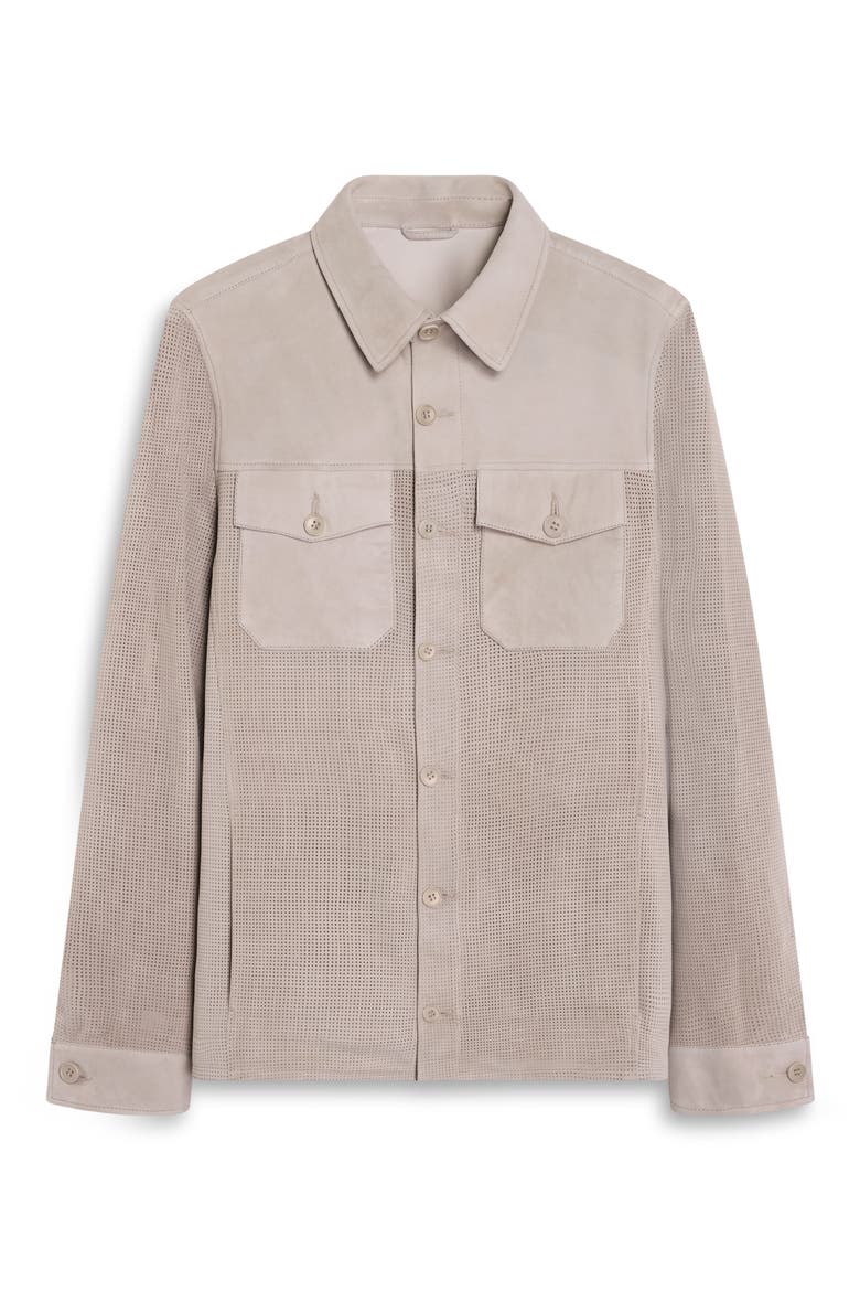 Perforated Suede Jacket, Alternate, color, OATMEAL