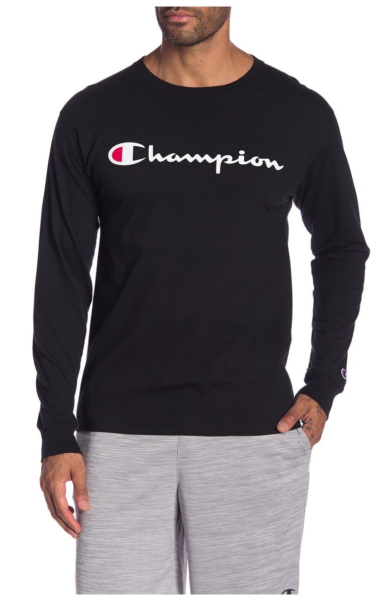 Champion Logo Print Long Sleeve T-Shirt, Main, color, 