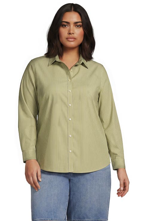 Plus Size No Iron Button Front Shirt