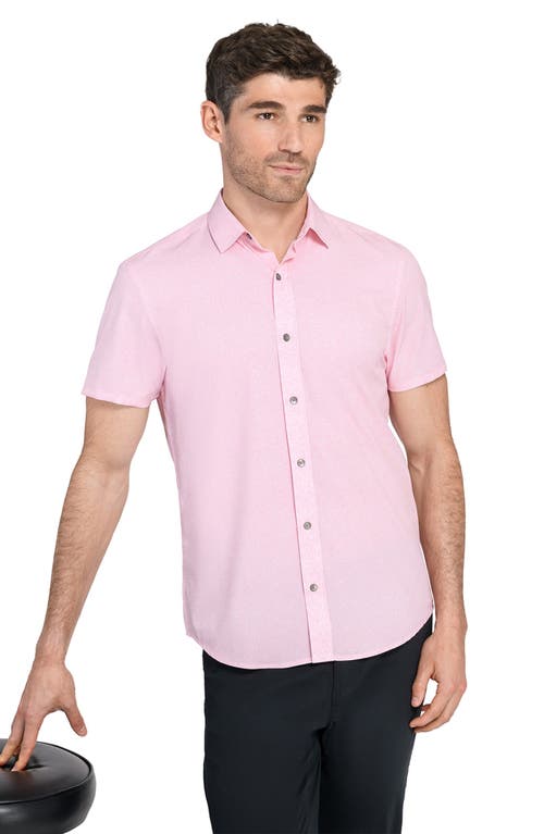 Wrk W.r.k Trim Fit Crosshatch Print Short Sleeve Performance Button-up Shirt