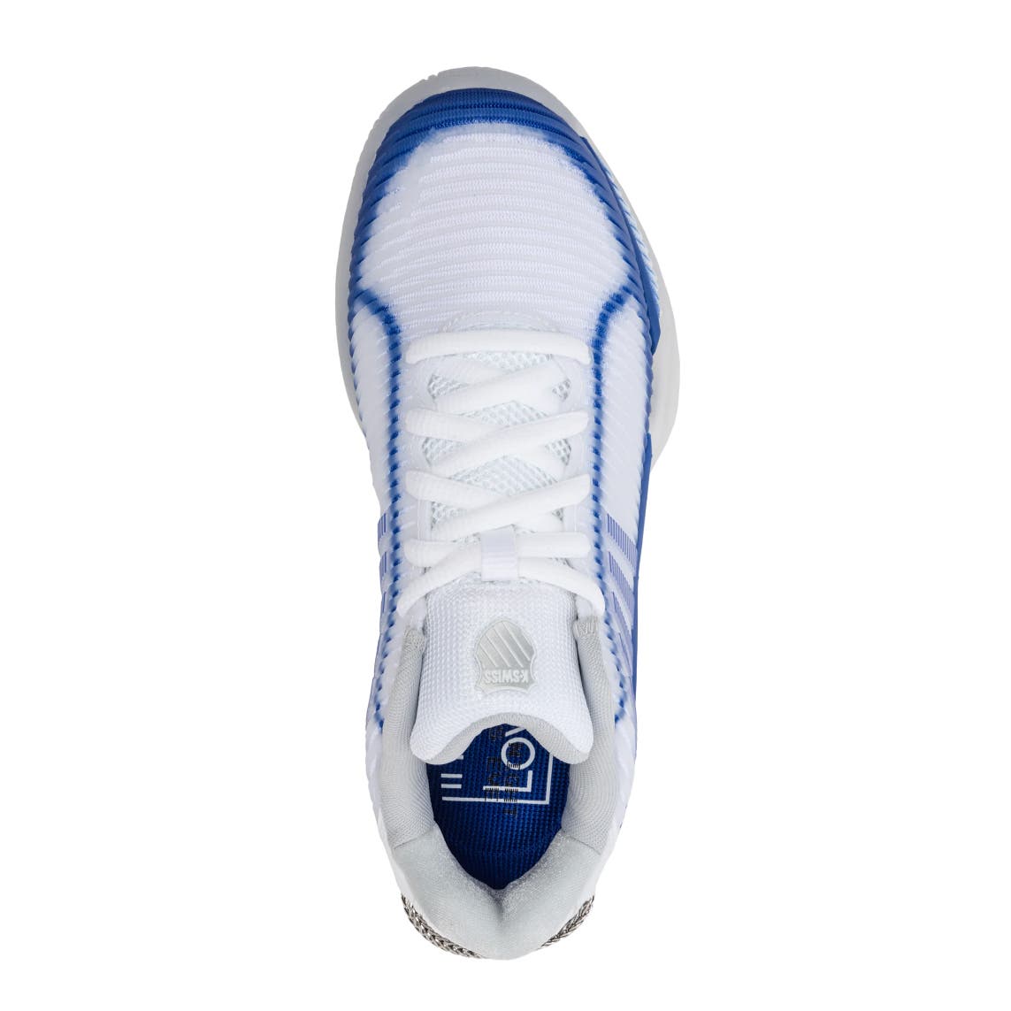 K-Swiss x Lucky In Love Hypercourt Express 2 Womens Tennis Shoes, Alternate, color, White/Electric Blue/Silver