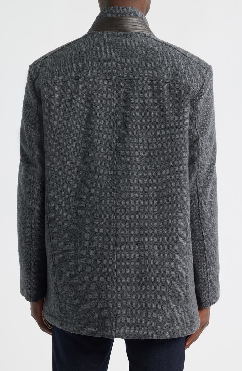 Johnston & Murphy Upton Wool Blend Car Coat with Removable Bib, Alternate, color, Charcoal