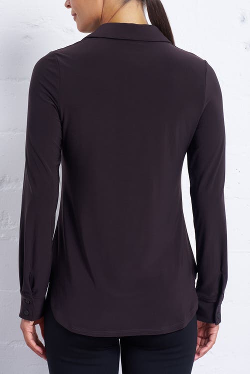 Franne Golde Katherine Stretch Button-up Shirt In Purple