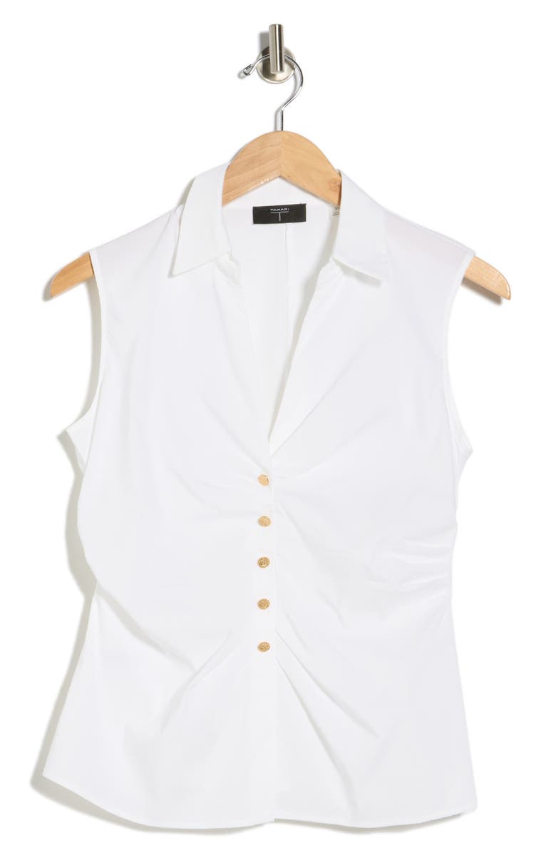 T Tahari Sleeveless Woven Shirt, Alternate, color, White