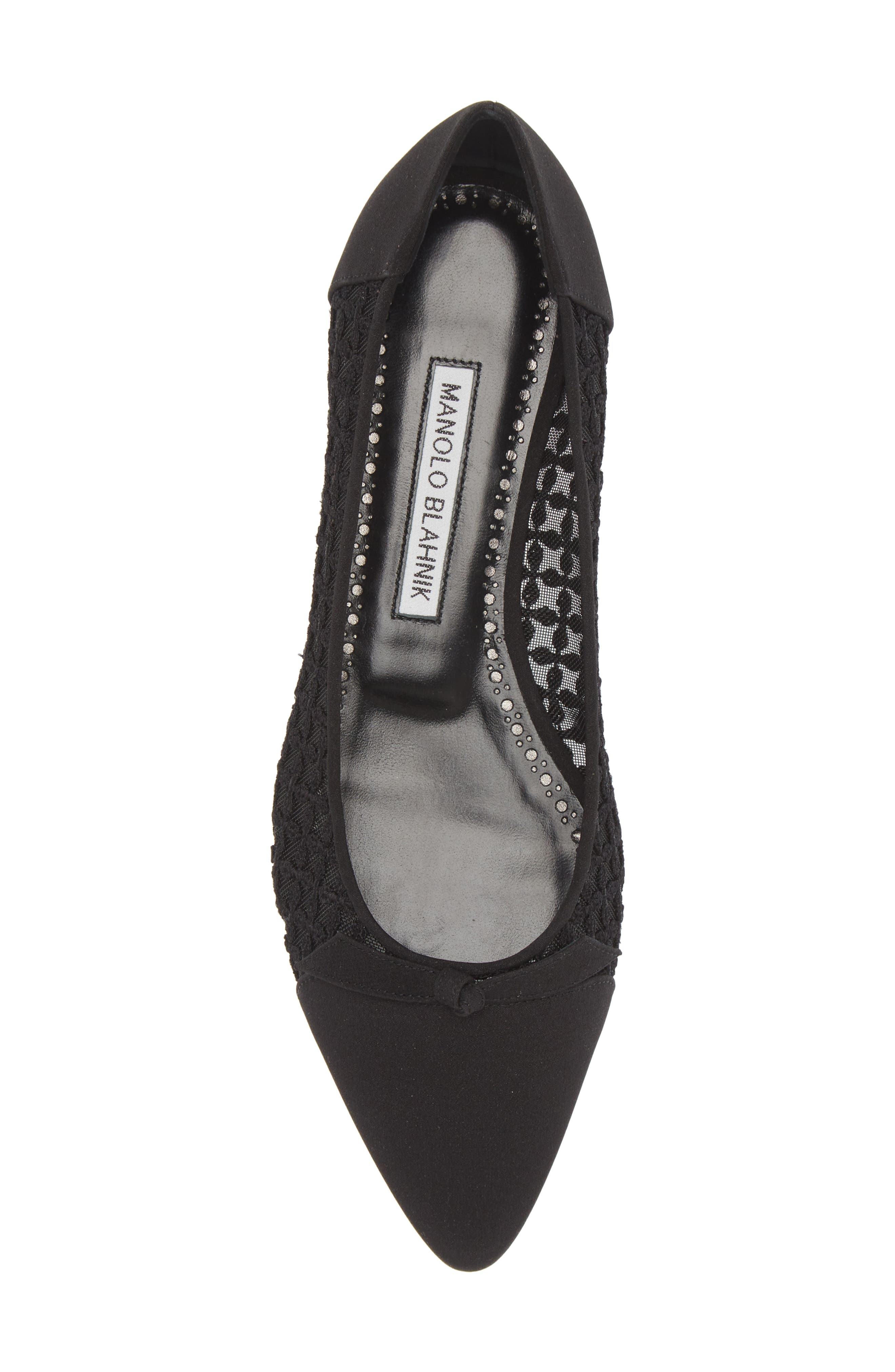Manolo Blahnik Tiakala Lace Mesh Pointy Toe Flat, Alternate, color, 