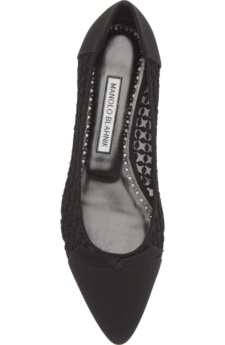 Manolo Blahnik Tiakala Lace Mesh Pointy Toe Flat, Alternate, color,