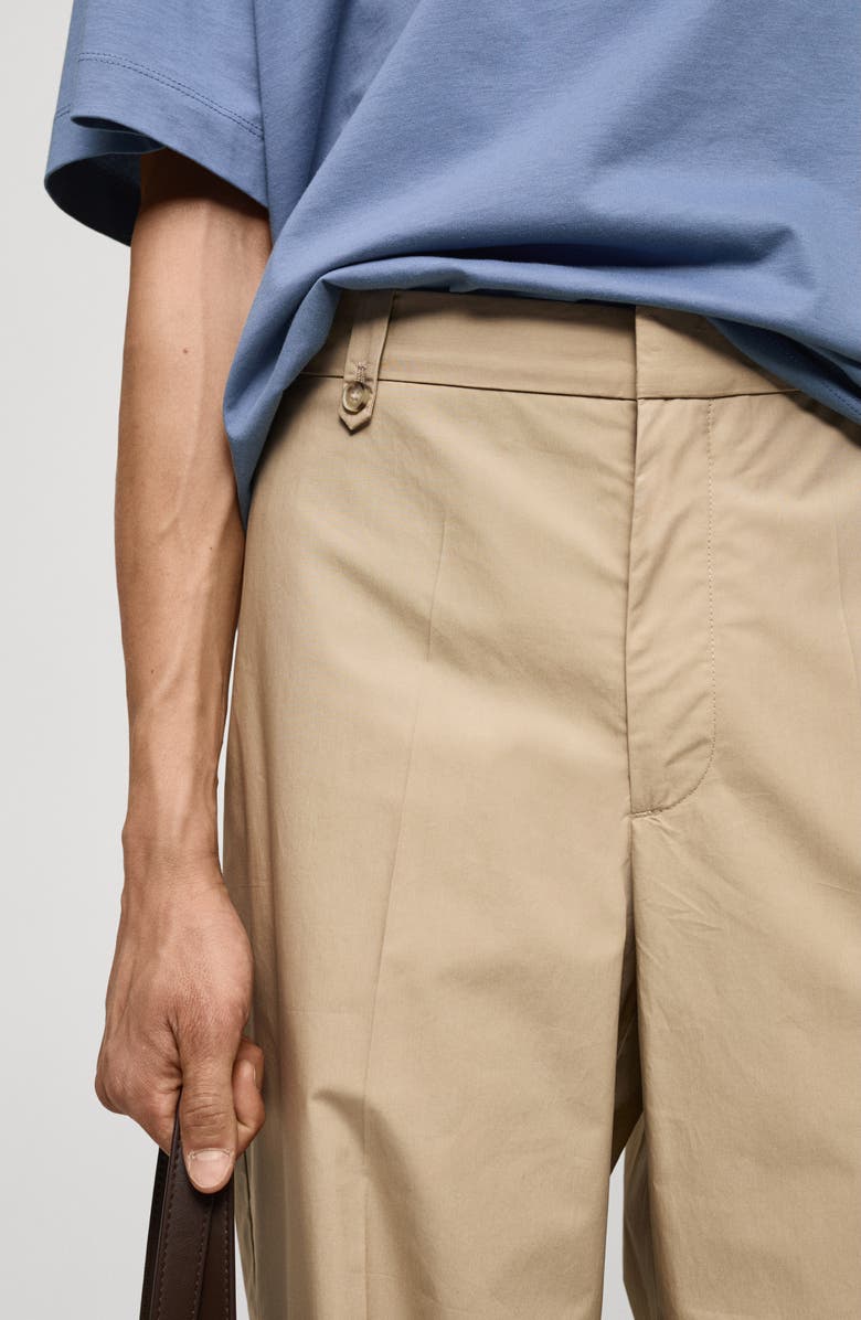 MANGO Regular Fit Cotton Pants, Alternate, color, Beige