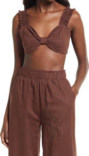 Charlie Holiday Diana Linen & Cotton Bra Top | Nordstromrack