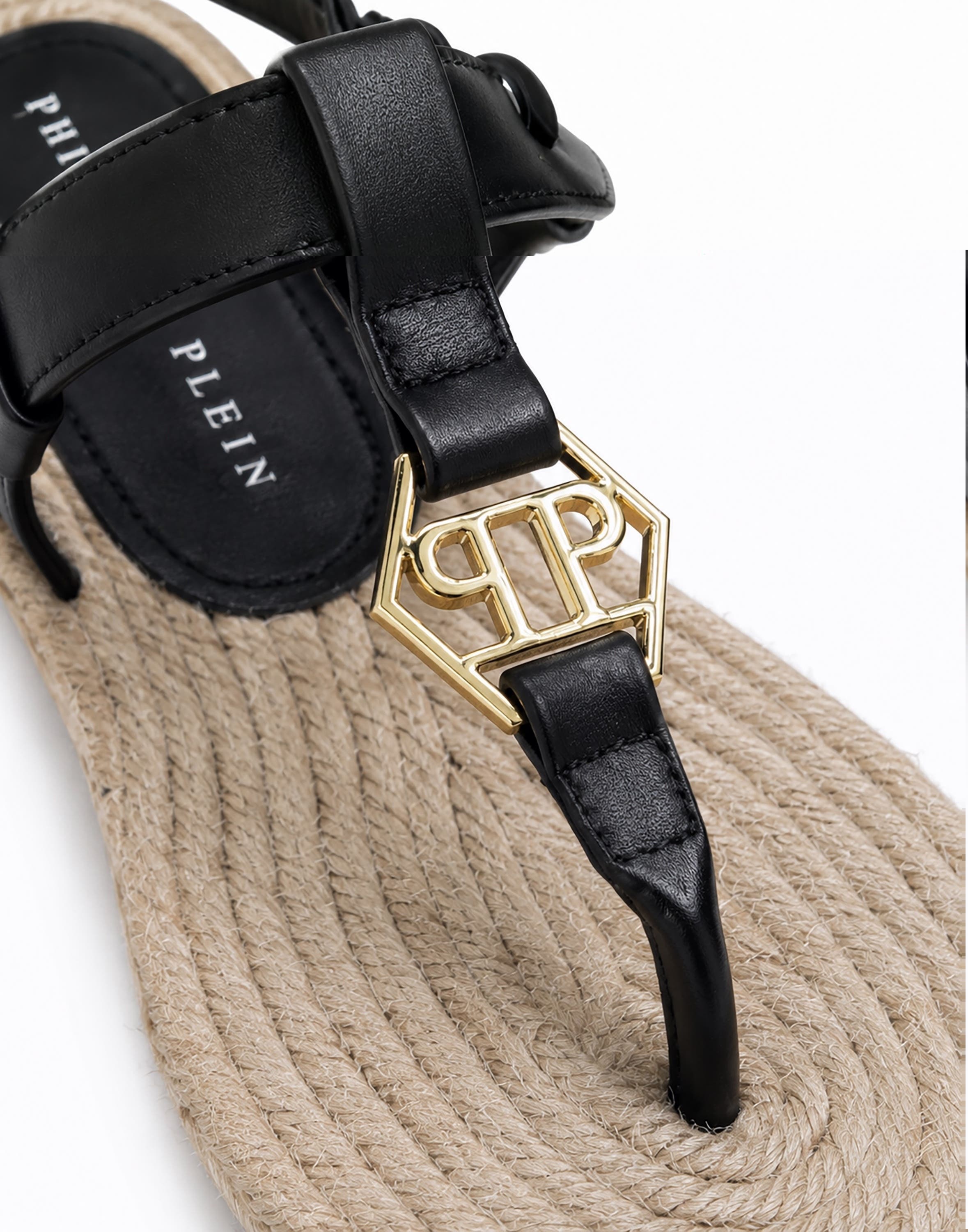 Nappa Sandals Rope Hexagon Women, Alternate, color, black