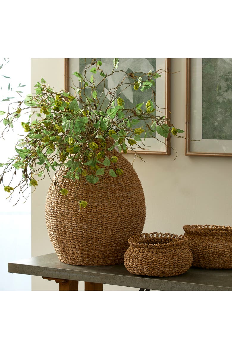 Seagrass Teardrop Vase, Alternate, color, Brown