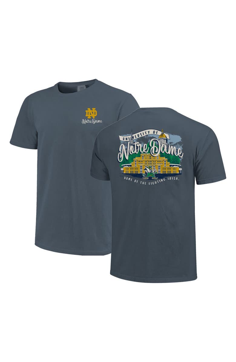 IMAGE ONE Women's Navy Notre Dame Fighting Irish Comfort Colors Campus Scene Drawing Script T-Shirt, Main, color, 
