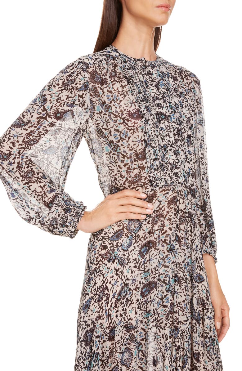 Isabel Marant Étoile Lizete Long Sleeve Handkerchief Hem Midi Dress, Alternate, color,
