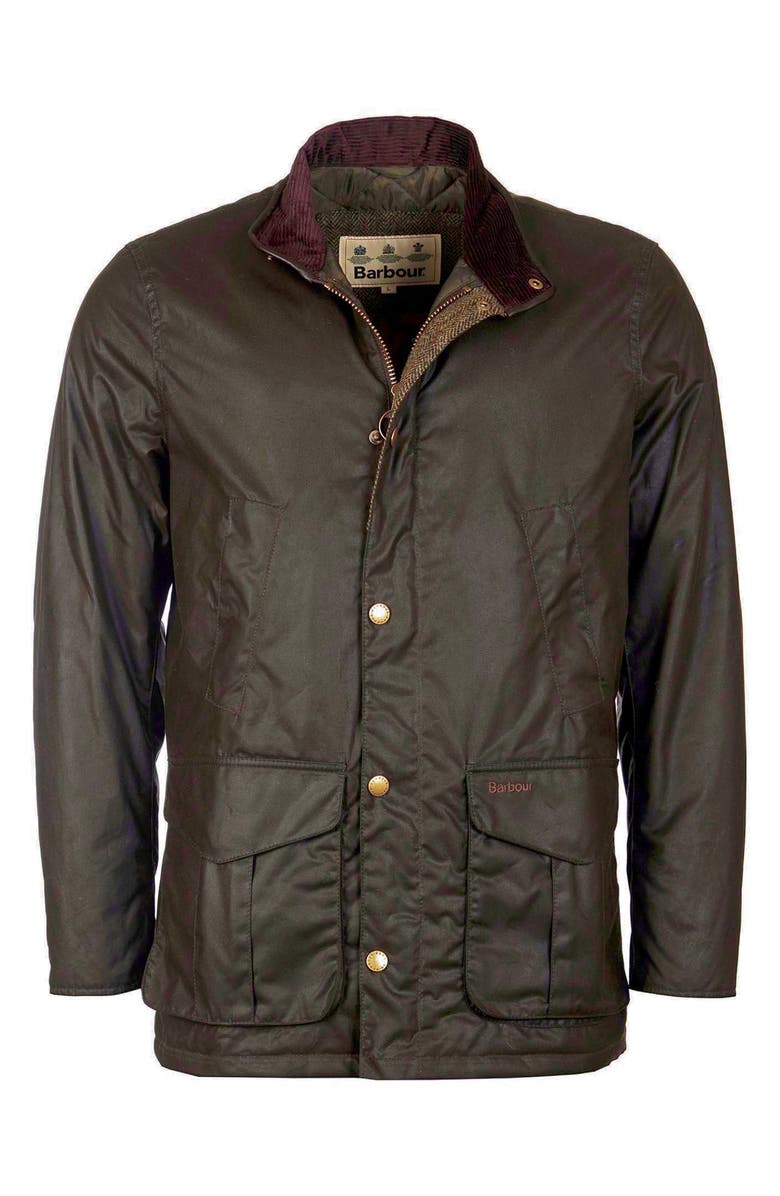 Barbour Hereford Waxed Cotton Jacket, Alternate, color, Olive