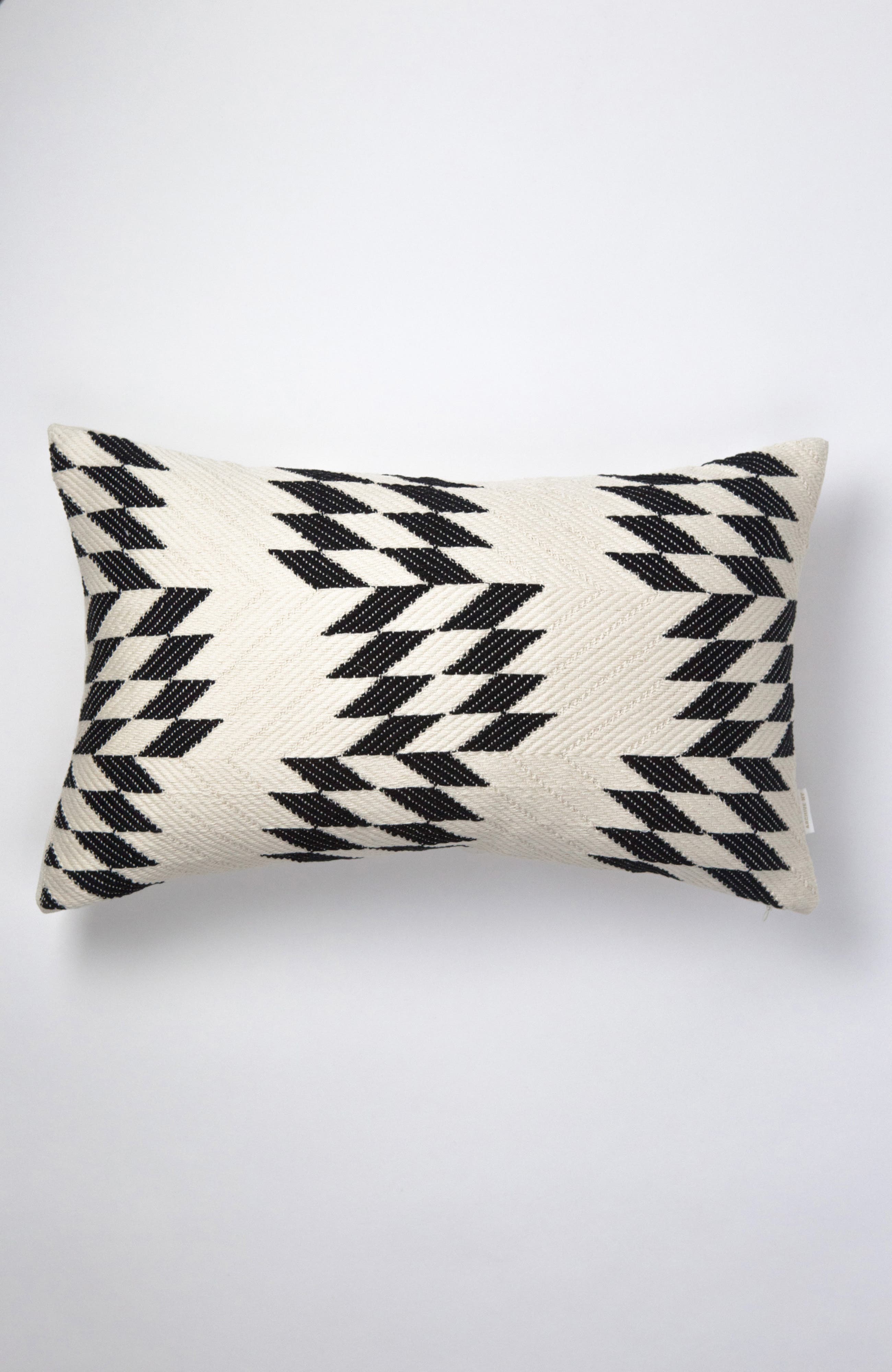 Archive New York Almolonga Black and Ivory Handwoven Brocade Cotton Rectangle Quilt Pillow 