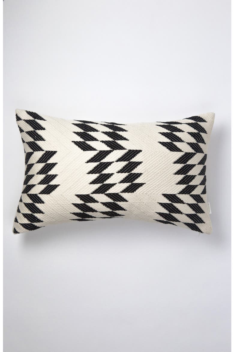 Almolonga Black and Ivory Handwoven Brocade Cotton Rectangle Quilt Pillow, Main, color, Black and Ivory
