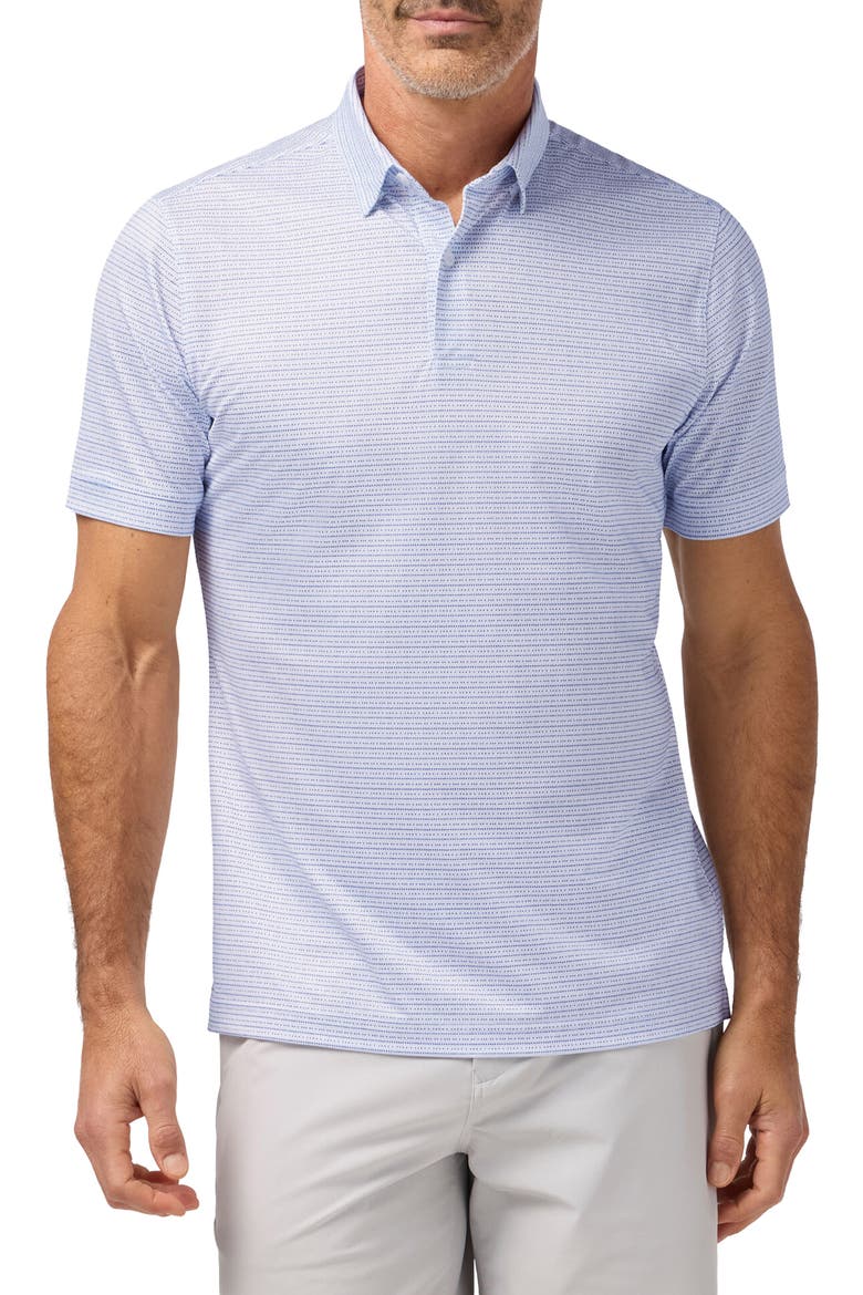 Halyard Trim Fit Dot Stripe Performance Polo, Main, color, WHITE DOT STRIPE