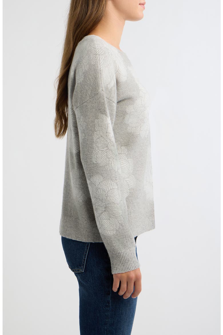 Floral Jacquard Sweater, Alternate, color, HEATHER GREY FLORAL