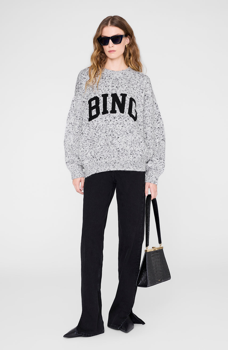 ANINE BING Sydney Crew Sweater, Main, color, Marled White
