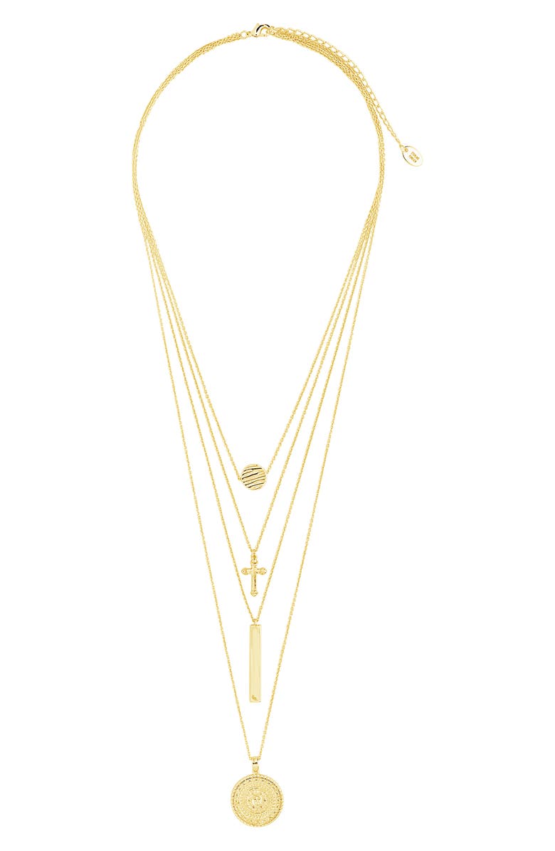 Sterling Forever Layered Charm Necklace, Main, color,