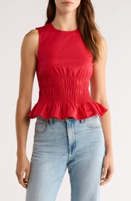 STAUD Culver Smocked Sleeveless Top