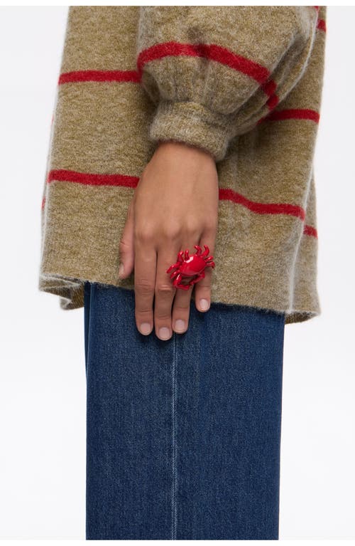 Bimba Y Lola Enamel Crab Ring In Red