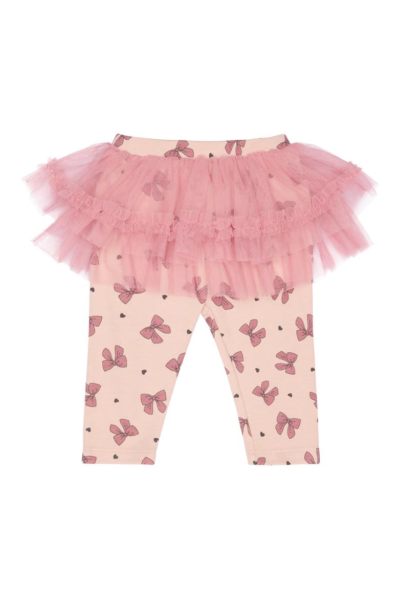 Ribbed Ruffle Bodysuit, Skirted Leggings, Headband & Socks Set, Alternate, color, BOWS