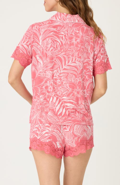 Pj Salvage Lazy Days Short Lace Trim Pajamas In Deep Rose