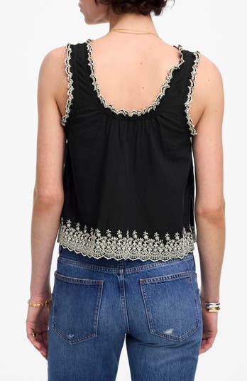 Embroidered Scalloped Tank