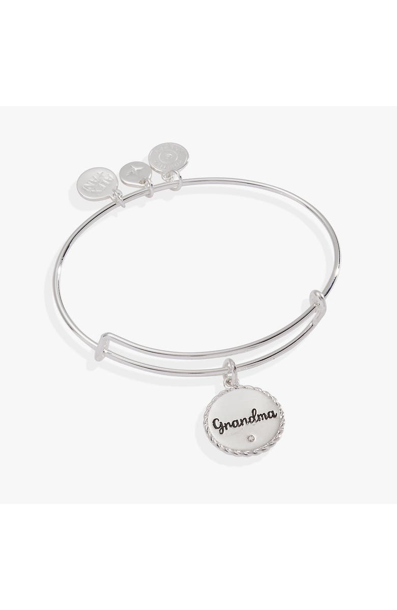Alex and Ani Grandma Charm Bangle Bracelet, Main, color, Silver