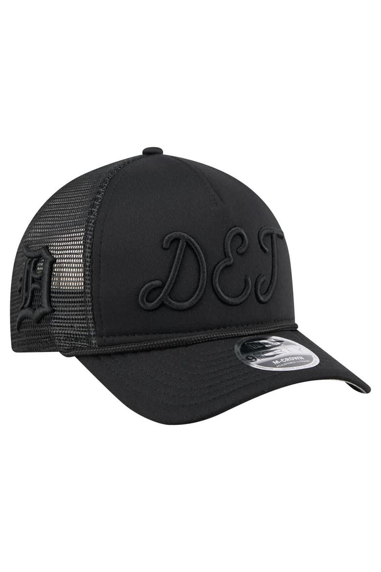 Men's New Era Black Detroit Tigers City Initial 9FORTY A-Frame M-Crown Adjustable Trucker Hat, Alternate, color, Black