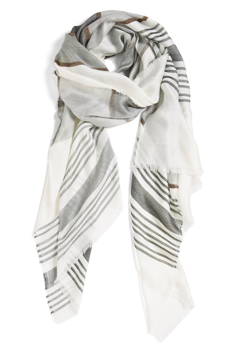 'Bold Stripe' Blanket Wrap, Main, color, GREY COMBO