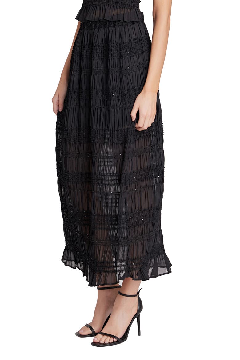 Sequin Embellished Chiffon Maxi Skirt, Alternate, color, BLACK