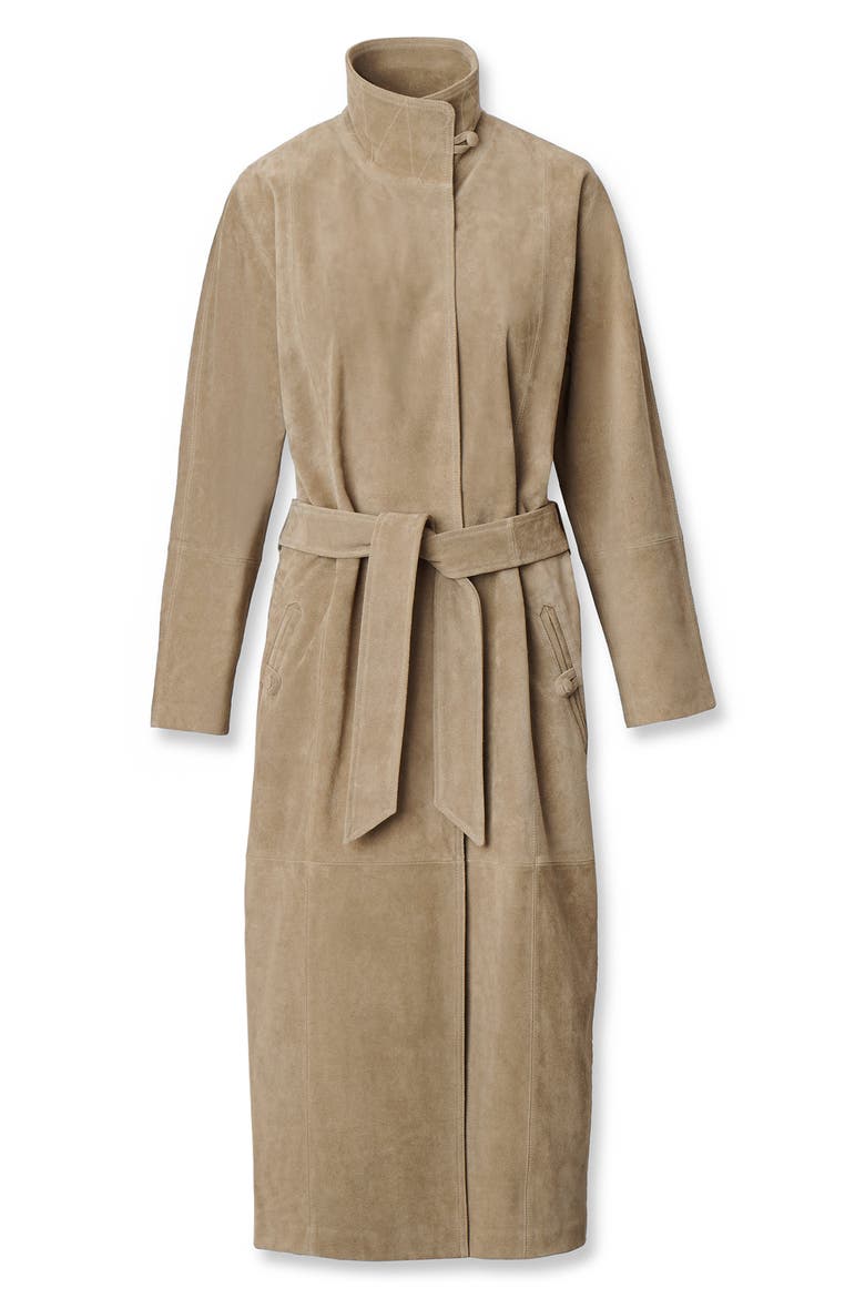 Marlene Suede Trench Coat, Alternate, color, TAN