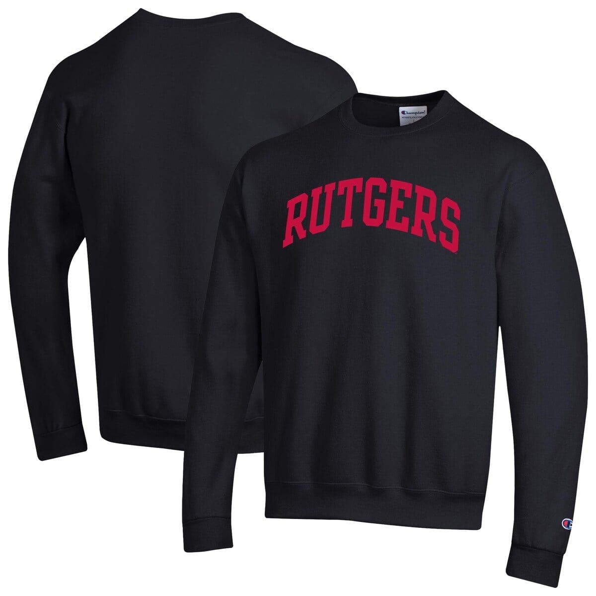 Champion Black Rutgers Scarlet Knights Basic Arch Fleece Pullover Sweatshirt