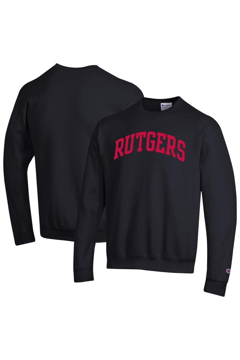 Men's Champion  Black Rutgers Scarlet Knights Basic Arch Fleece Pullover Sweatshirt, Main, color, Black