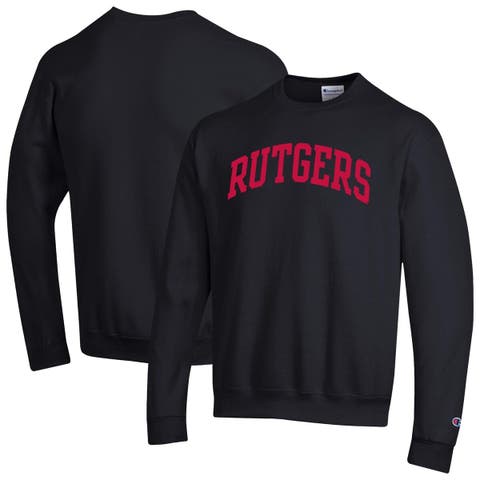 Men's Champion  Black Rutgers Scarlet Knights Basic Arch Fleece Pullover Sweatshirt