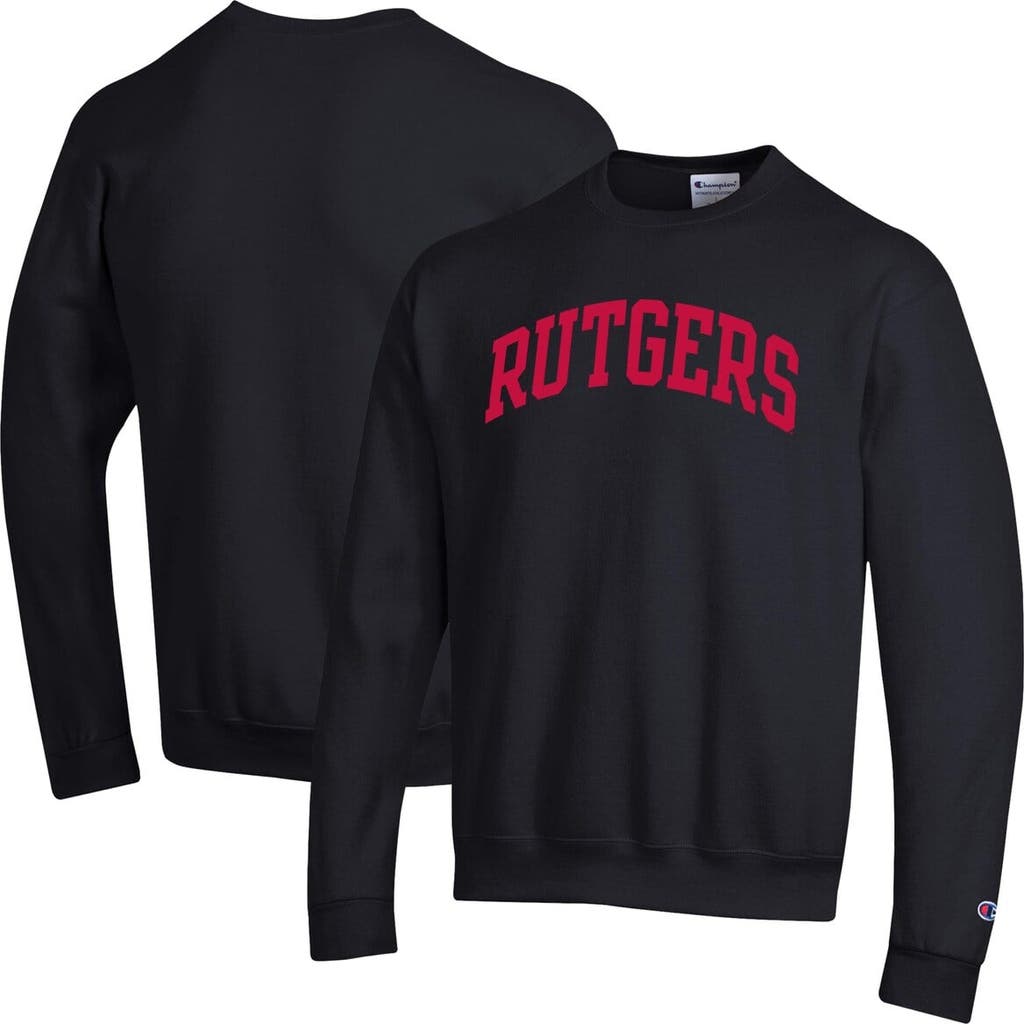 Champion Black Rutgers Scarlet Knights Basic Arch Fleece Pullover Sweatshirt