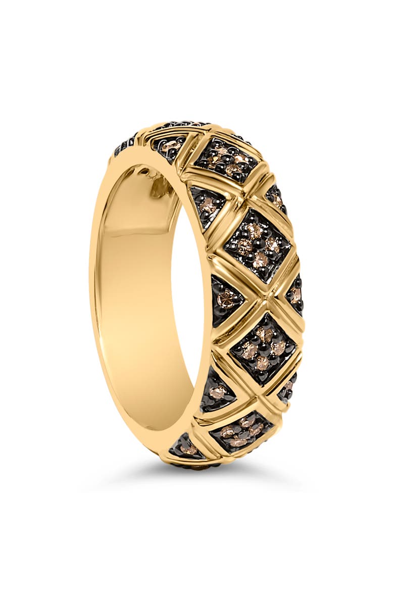 10K Yellow Gold Plated Silver 3/8 Cttw Champagne Diamond Geometric Style Band Ring, Alternate, color, Yellow Gold over Silver