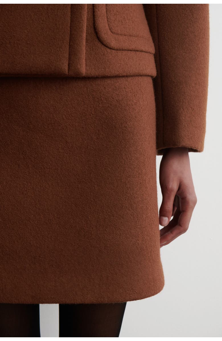 COS Topstitched Wool Mini Skirt, Alternate, color, Brown