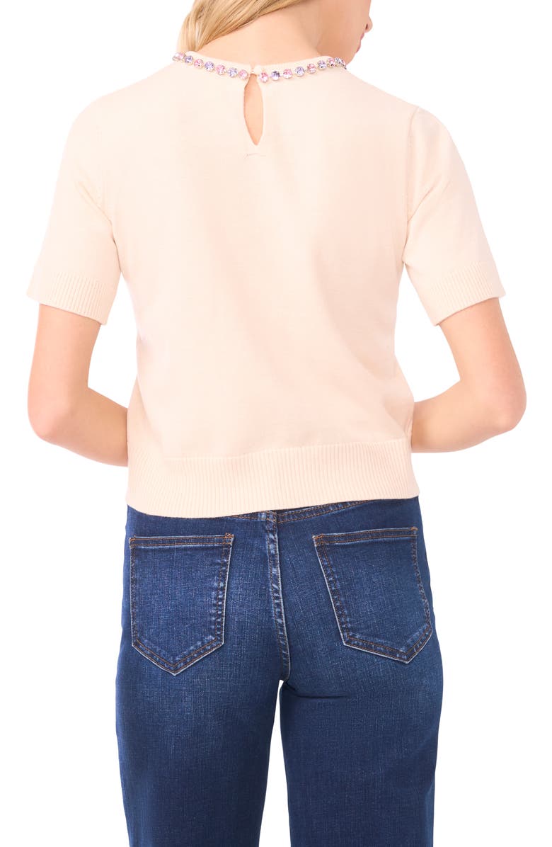 CeCe Rhinestone Embellished Short Sleeve Sweater, Alternate, color, 
