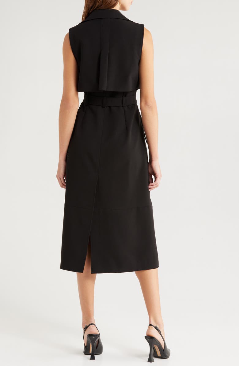 French Connection Azra Sleeveless Trench Coat Dress, Alternate, color, Black